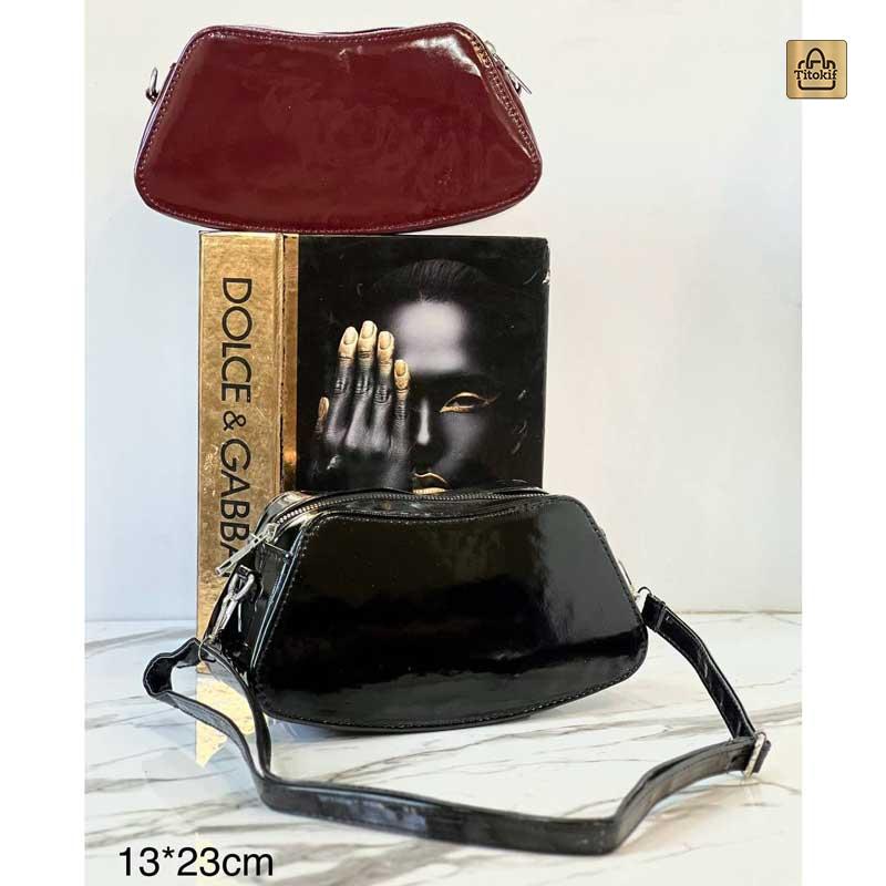 کیف دوشی دخترانه ورنی هلالی کد b128