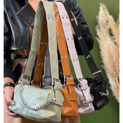 کیف دوشی دخترانه مدل پانچی چرم کد b73