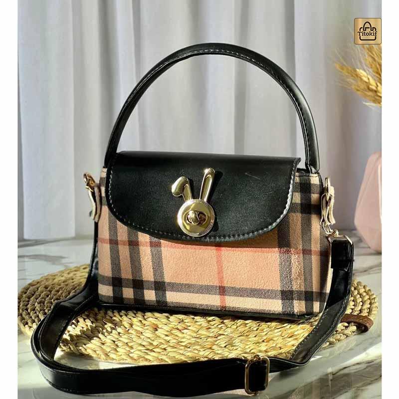 کیف دخترانه دو حالته دوشی و دستی طرح شطرنجی کد a91