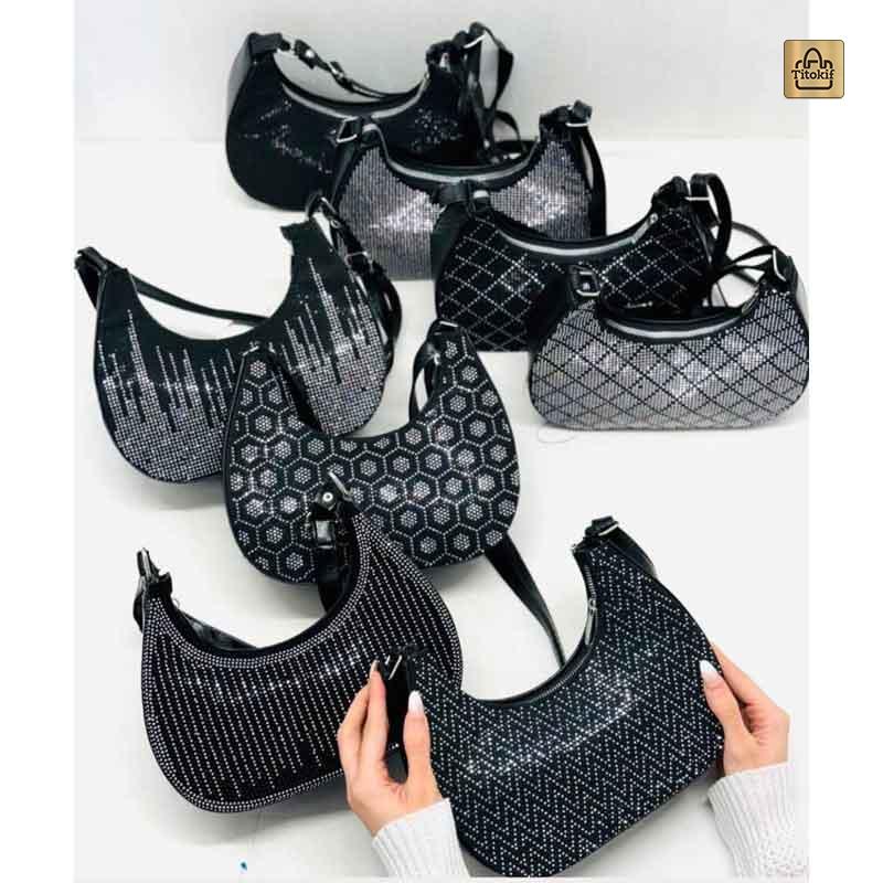 کیف دوشی و دستی دخترانه نگین دار کد c10